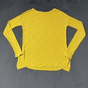 Loft Womens Sz M Yellow Knit Round Neck Pullover Sweater Long Sleeve Round Hem